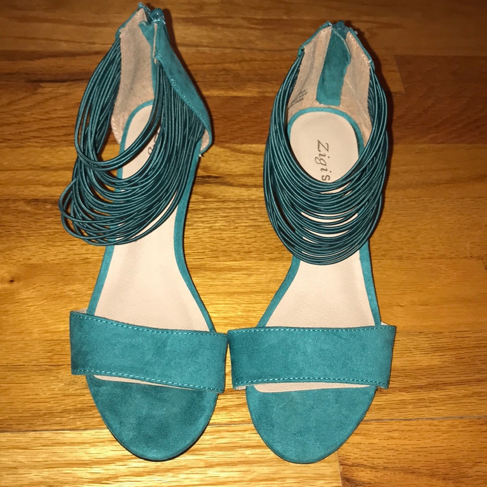 Teal Suede Wedges